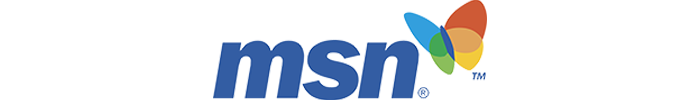 The MSN logo shows blue lowercase lettering, accompanied by a bright, cheerful butterfly image to the right.